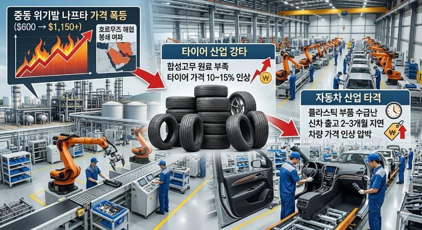 나프타 수급난 자동차 및 타이어 산업