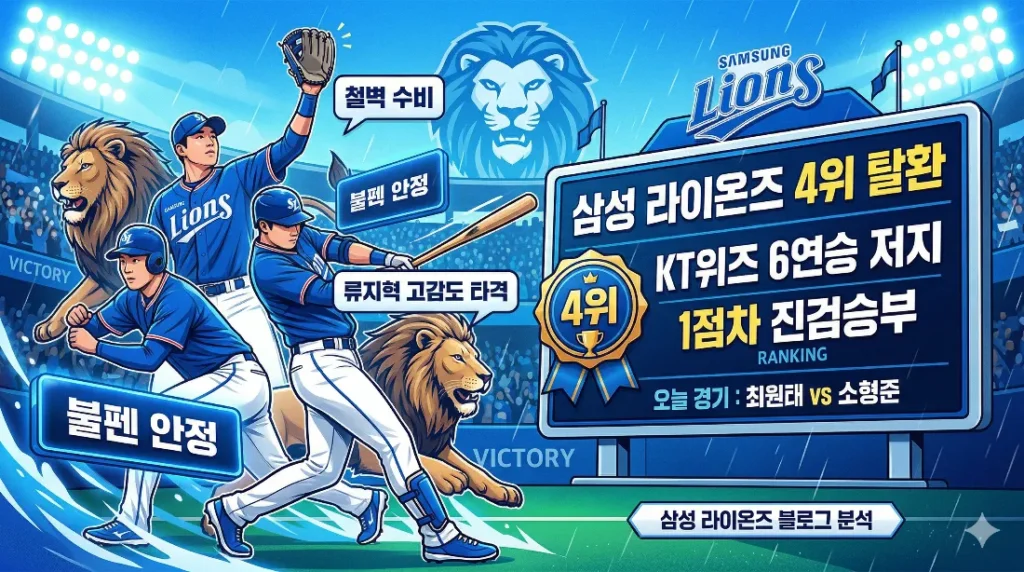 삼성 라이온즈 4위 탈환